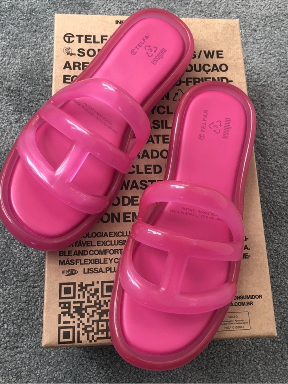 New NIB Telfar Melissa Barbie Pink Jelly Jellies Slide Sandals flats shoes 8